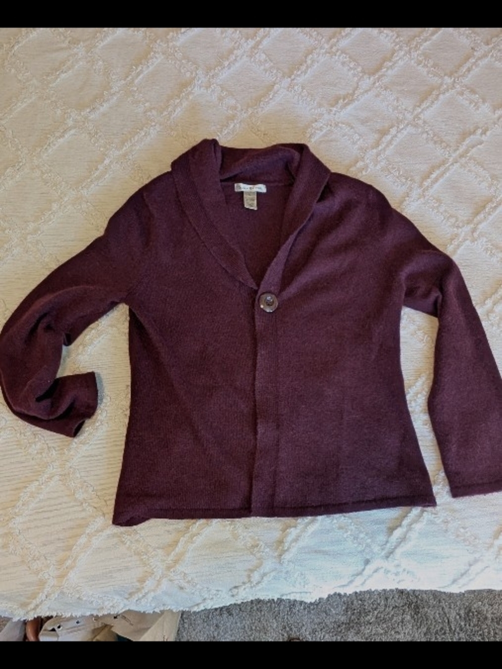 Susan Bristol Women's Shawl Collar Burgundy Sweater Cardigan